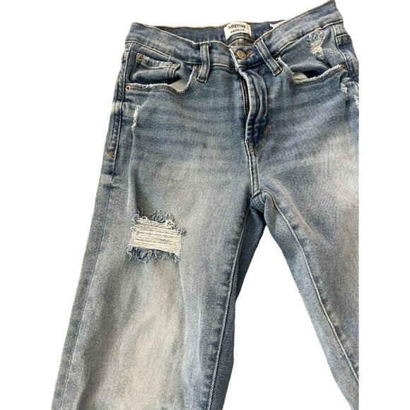 Kensie Distressed Jeans Size 0/25 Vintage Luxe The Slim Straight Medium Wash - Picture 6 of 11